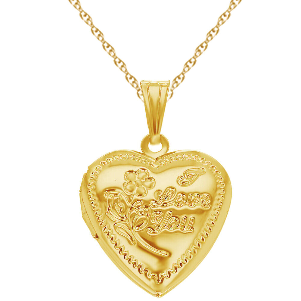 14K Yellow Gold Plated Silver Photo Small Heart Locket \