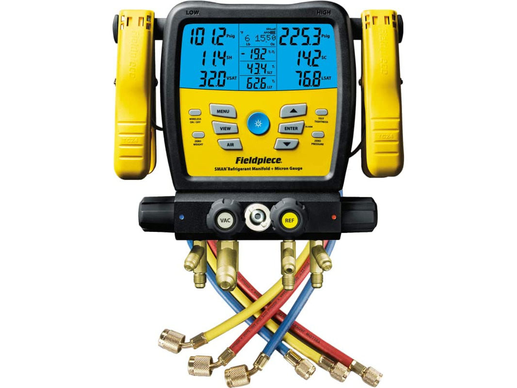 Fieldpiece SM480V - Four Port Wireless SMAN Manifold with Micron Gauge and Yello