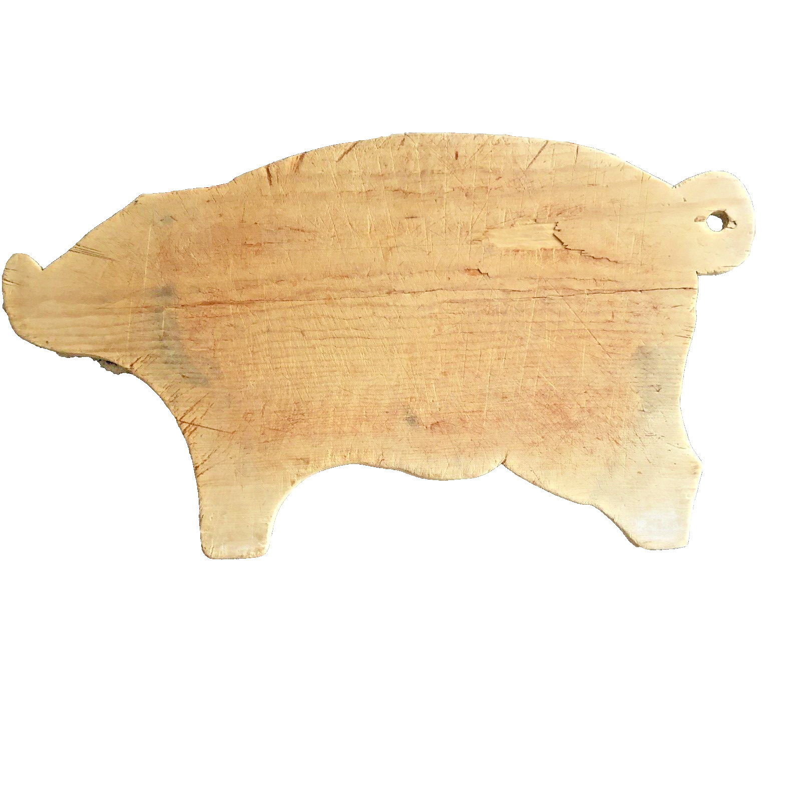 Pig Cutting Board Wood Rustic Primitive, Hand Carved Vintage Pine
