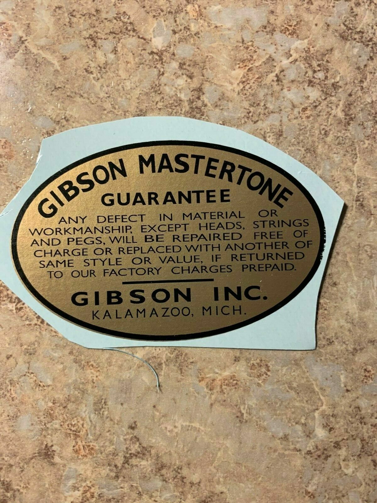 Gibson Mastertone Banjo Label Kalamazoo, Mich