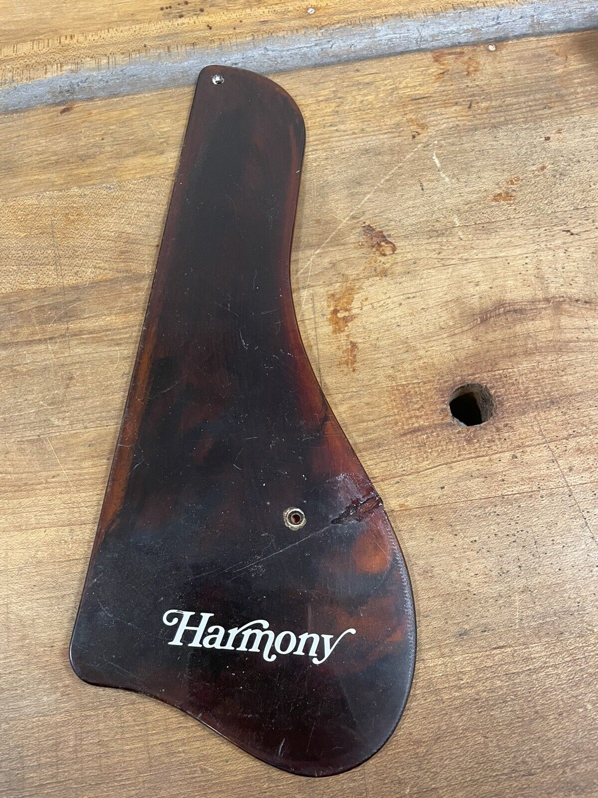 Harmony Archtop Guitar Pickguard - Tortoiseshell, Visible Repair