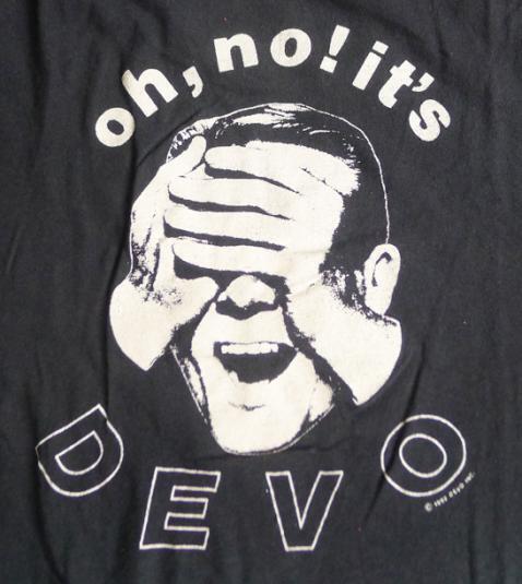 Vintage 1982 Oh No It's Devo Pop New Wave Band Black T Shirt NG2051