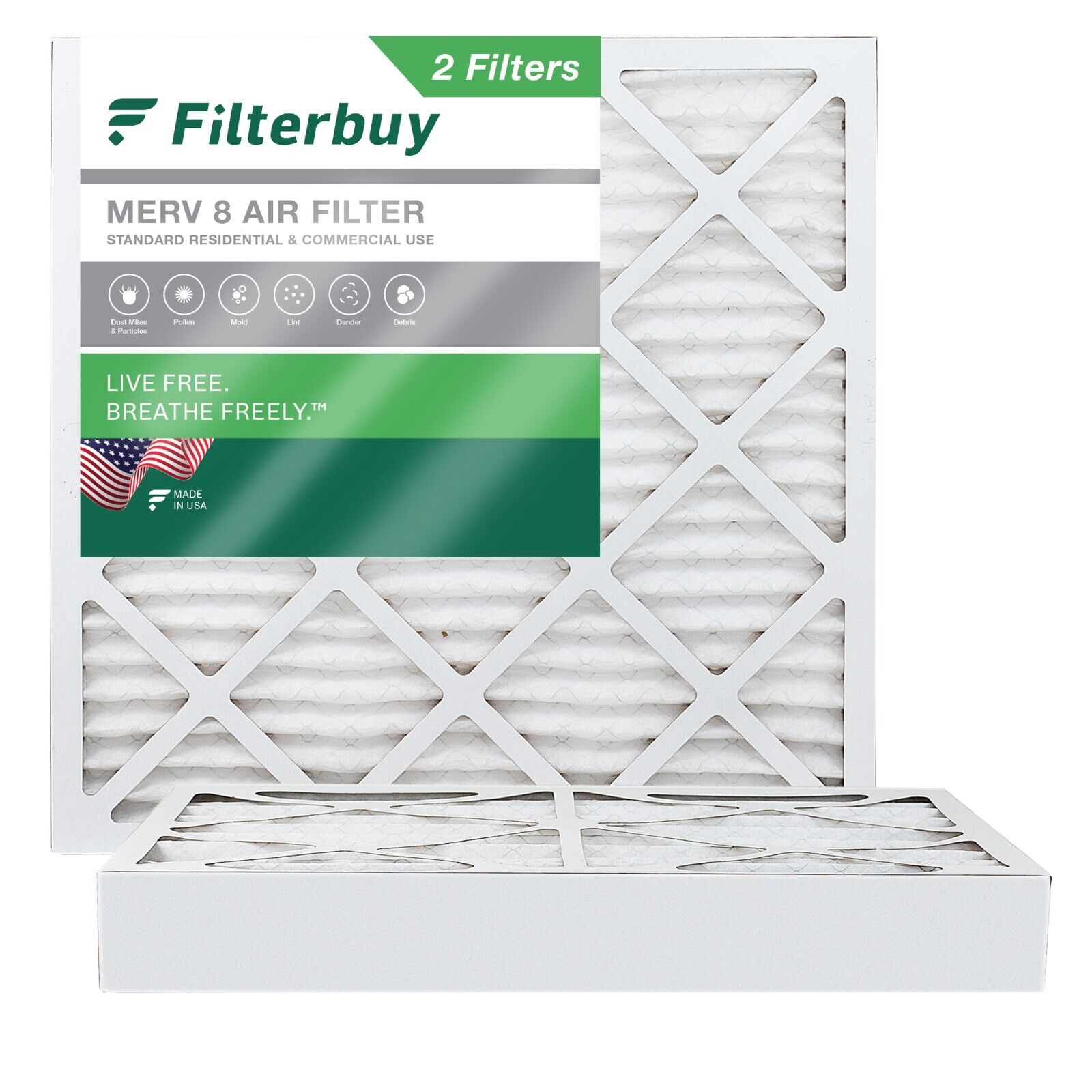 Filterbuy 20x20x4 Pleated Air Filters, Replacement for HVAC AC Furnace (MERV 8)