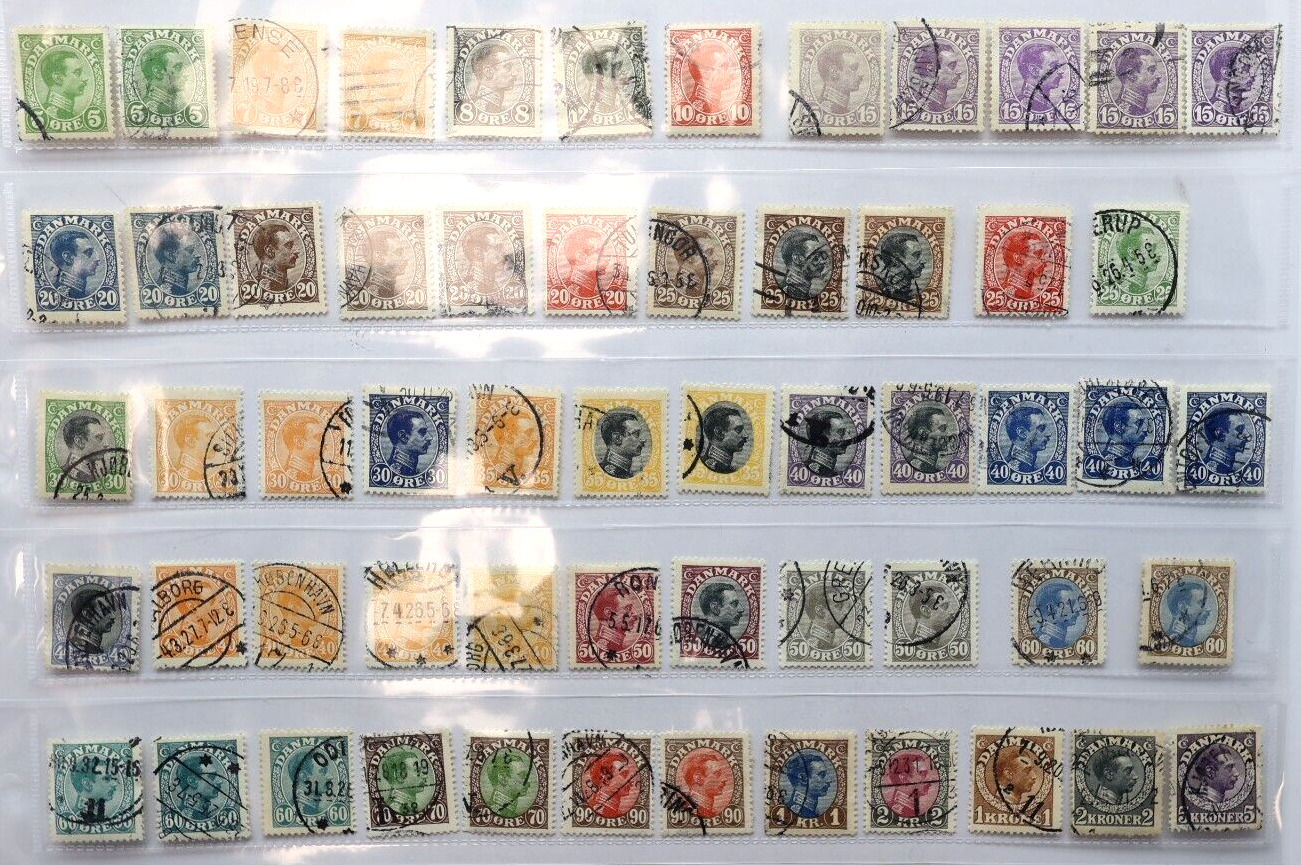 Page Lot 58 Denmark Stamps #97-134 (include 122a &123a) (missing110,126,130 131)