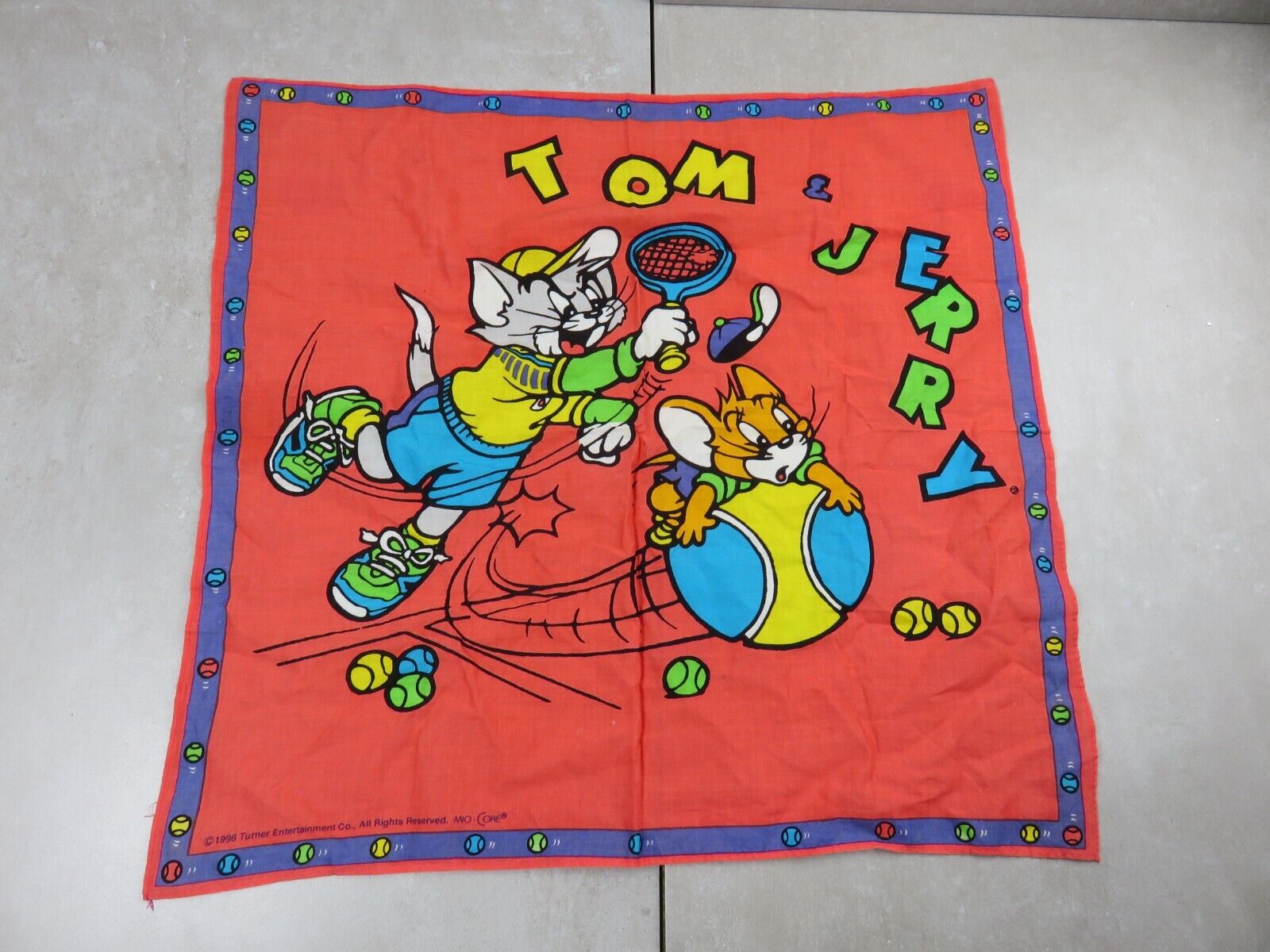 Vintage Tom & Jerry Cartoon Turner Entertainment Co. Handkerchief 16x16