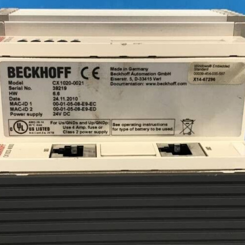 BECKHOFF CX1020-0021 / CX1020-N000 Basic Module Removed From Working Machine