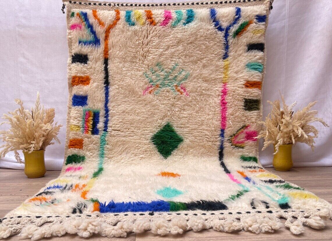 SOFT MORROCAN RUG , Berber colorful rug , Beniourain Rug , Moroccan rug