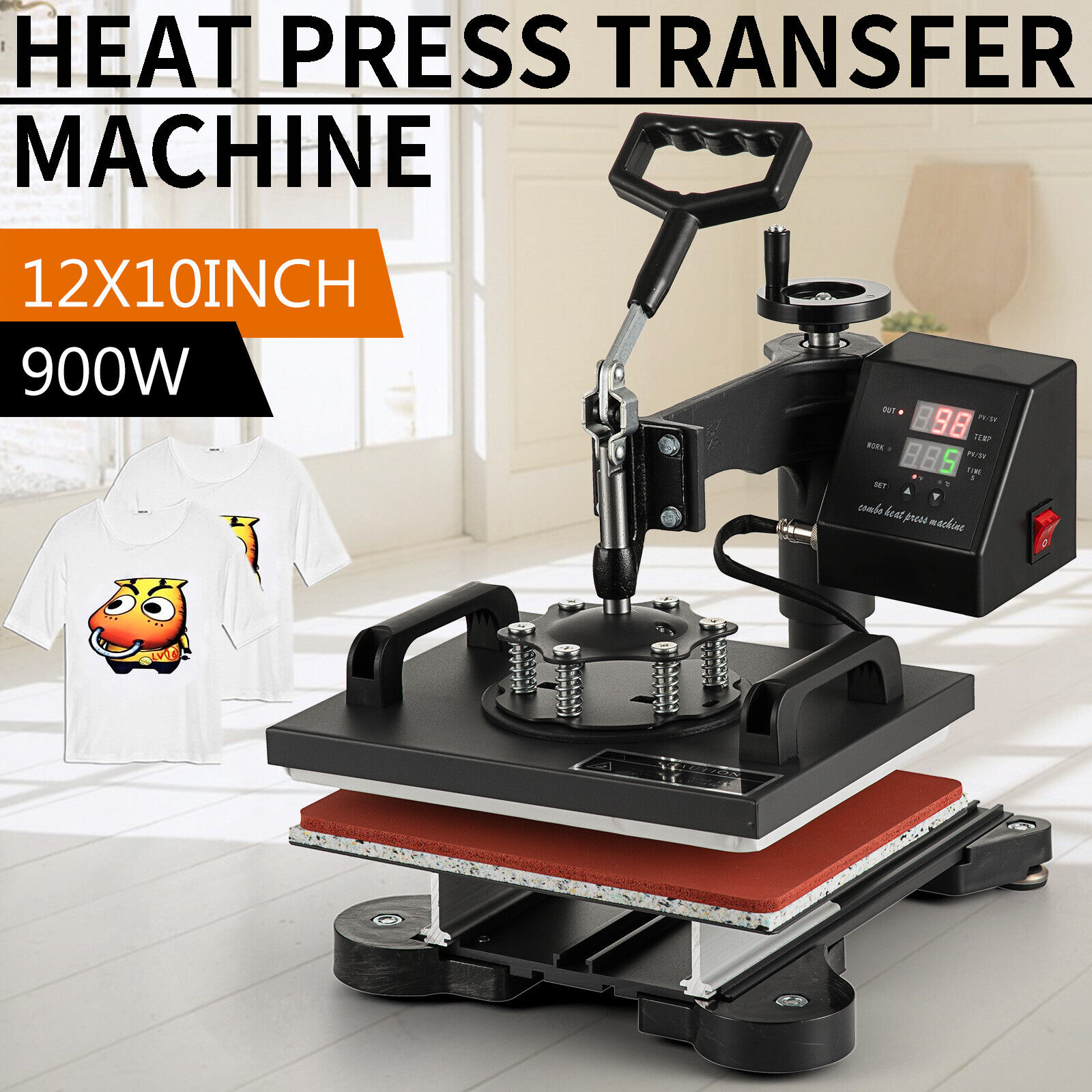 Digital Heat Press Machine T-Shirt Sublimation 360 Swing Away Transfer 12