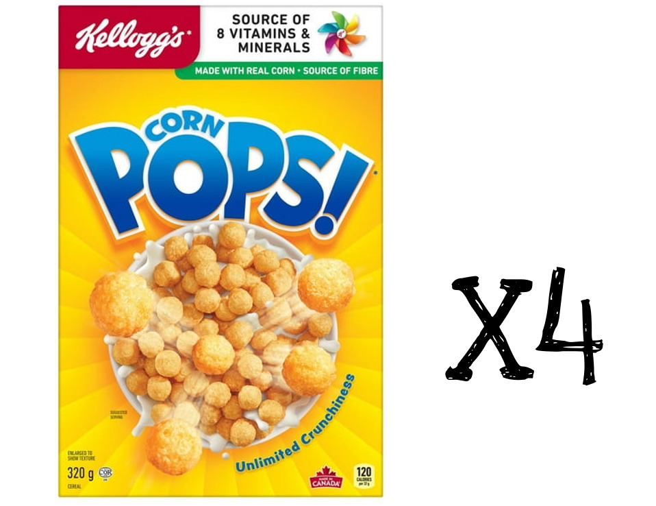 4 Boxes Kellogg\'s Corn Pops Cereal 320g 11oz From Canada Fresh