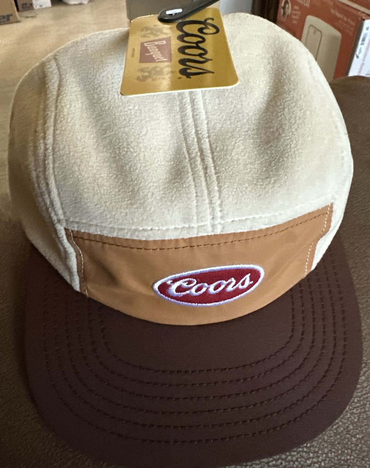 Coors Banquet Vintage Hat Fuzzy Top Brown / Cream Colored