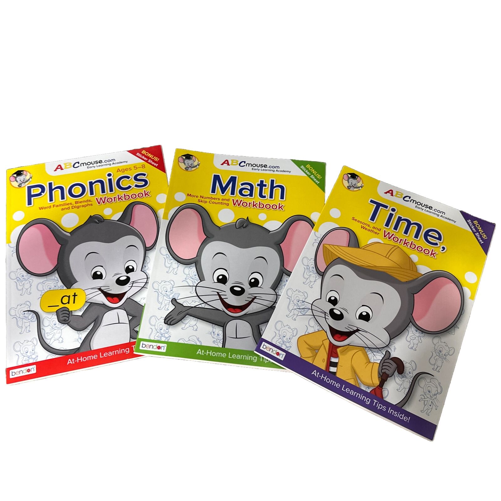 3-ABC Mouse Early Learning Academy Time, Math And Phonics Workbooks Ages 5-8