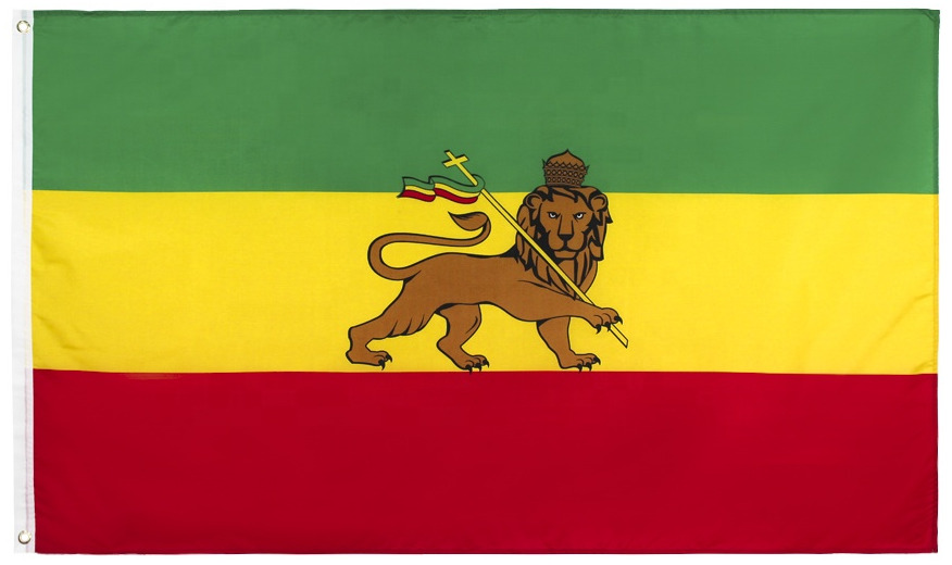 Ethiopia Flag 3x5 Ethiopian Lion Judah Rastafarian Rasta Green Yellow Red Nylon