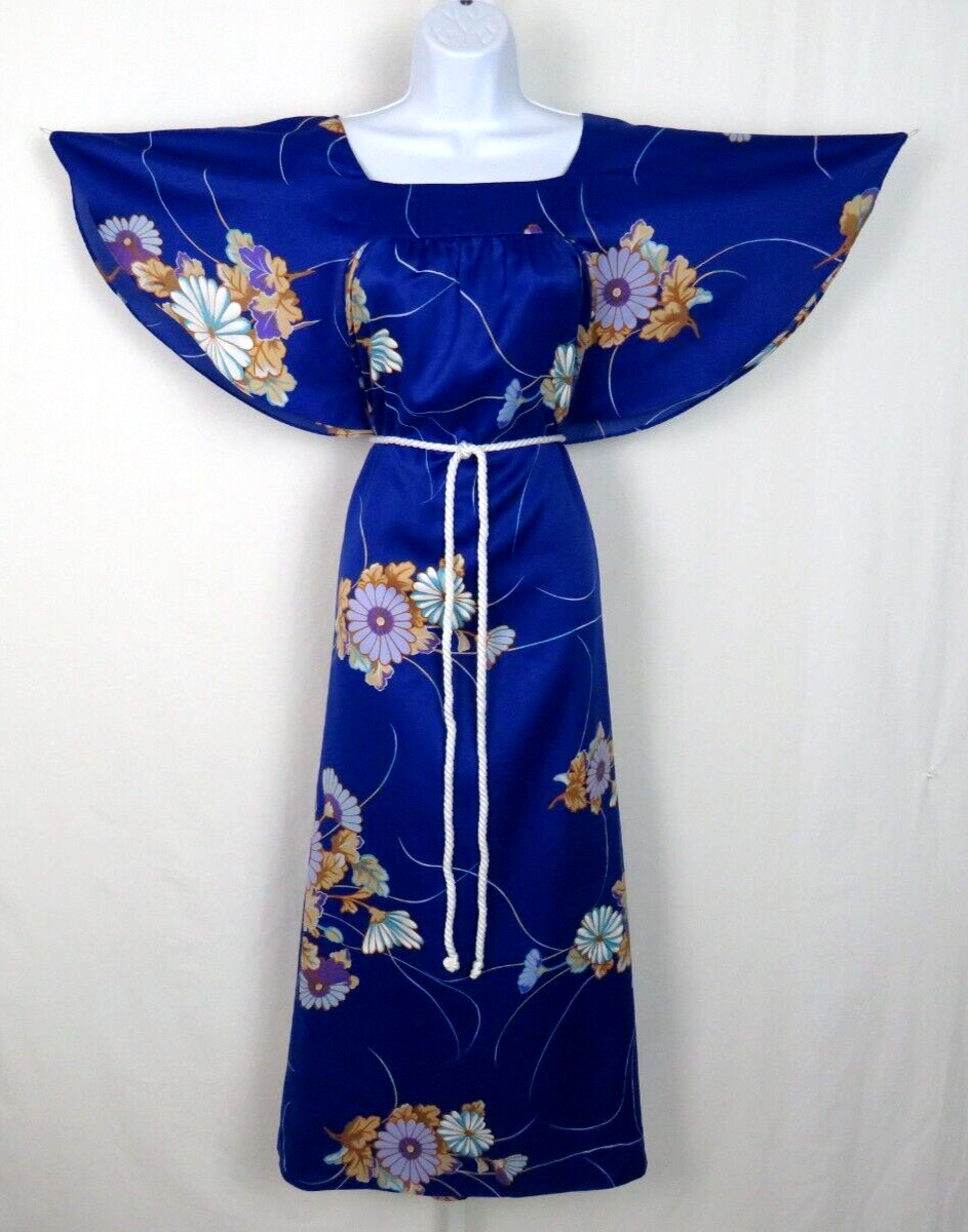 VTG 1960s HILO HATTIE\'S SIZE 12 FLORAL HAWAIIAN DRESS POLY ROPE BELT TROPICAL