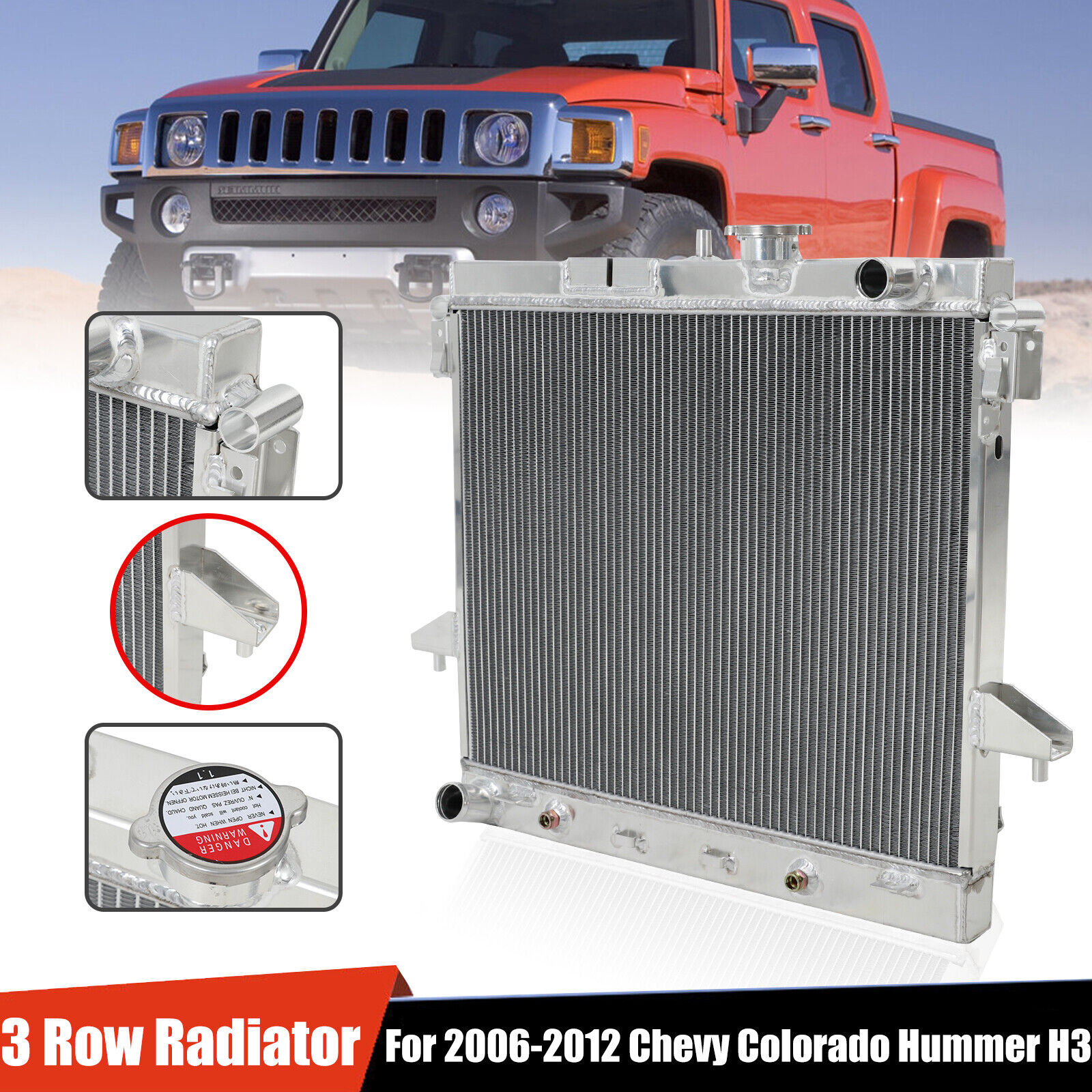 3 Rows Aluminum Radiator For 2006-2012 Chevy Colorado Hummer H3 GMC Canyon 3.5L