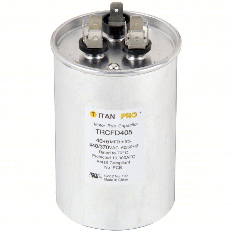 Titan Pro TRCFD405 Motor Dual Run Capacitor, 60/50 Hz