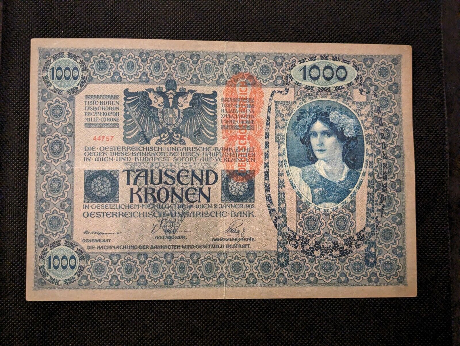 Austria-Hungary 1000 kronen 1902 P#59 Very Fine Condition BIG BANKNOTE