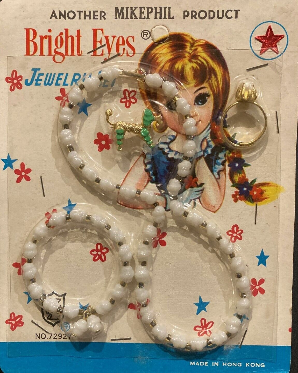 1960s Vintage Bright Eyes Jewelry Set &Poodle Pin for a Little Girl or Display.