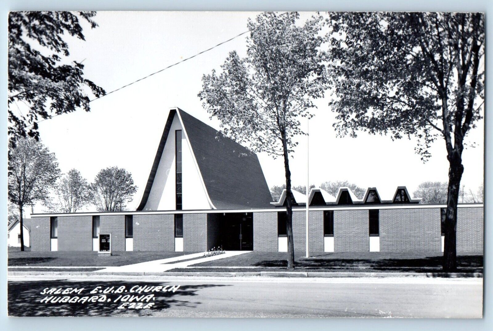 Hubbard Iowa IA Postcard RPPC Photo Salem E U B Church c1940's Unposted Vintage