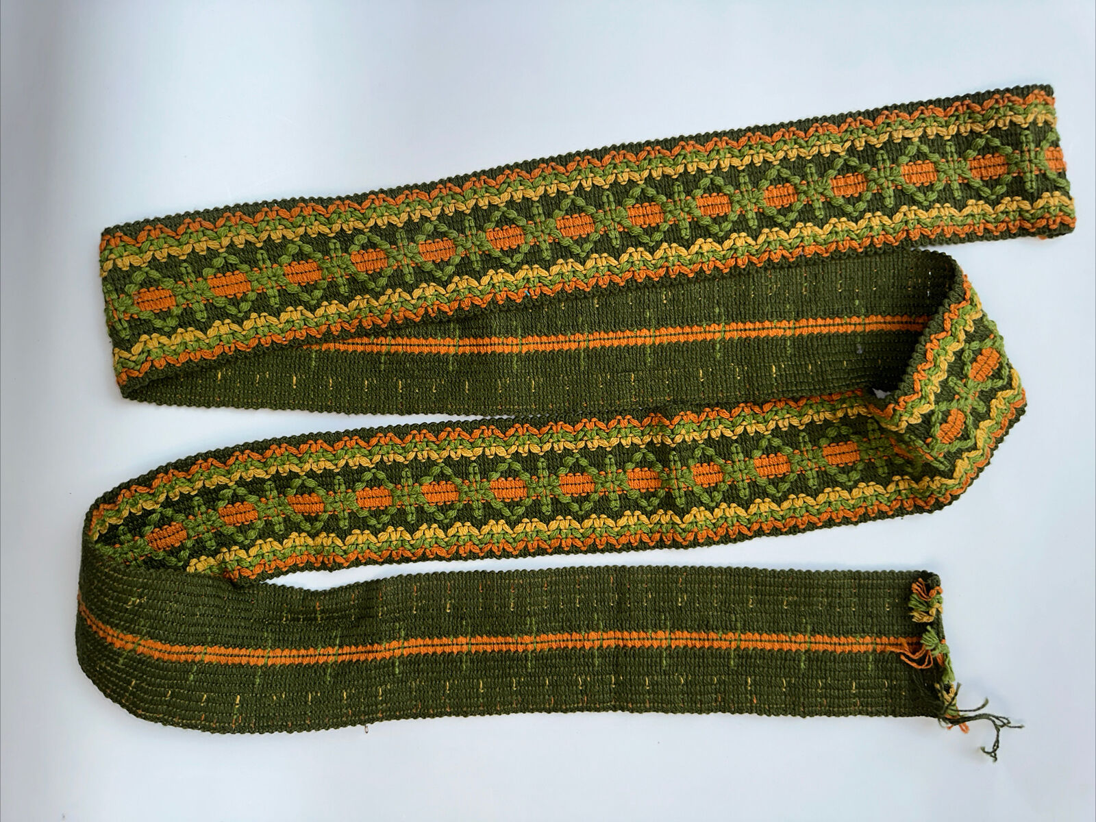 Vintage 1969 Trim For Sewing, Craft, Decorating Green, Orange , Gold EUC 90”