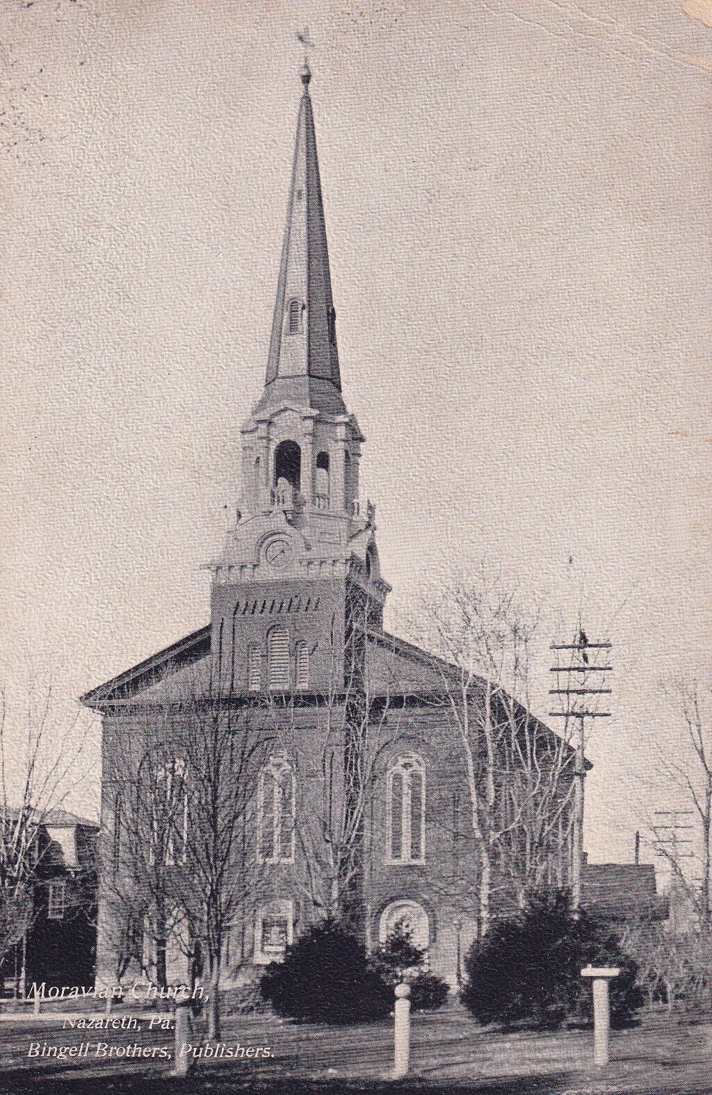 Postcard PA Nazareth Pennsylvania Moravian Church 4 South Main St H5
