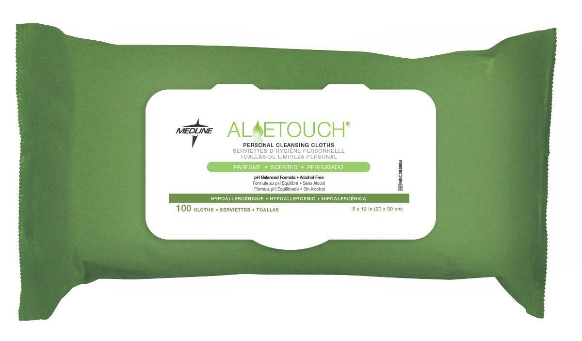 Medline Aloetouch Personal Cleansing Wipes, 100 Count - MSC263854H