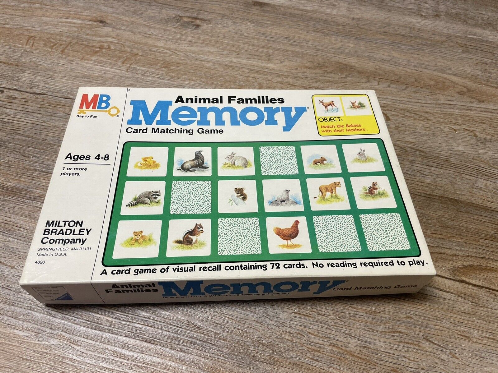 Vintage 1980 Milton Bradley Animal Families Memory Card Matching Game - Complete