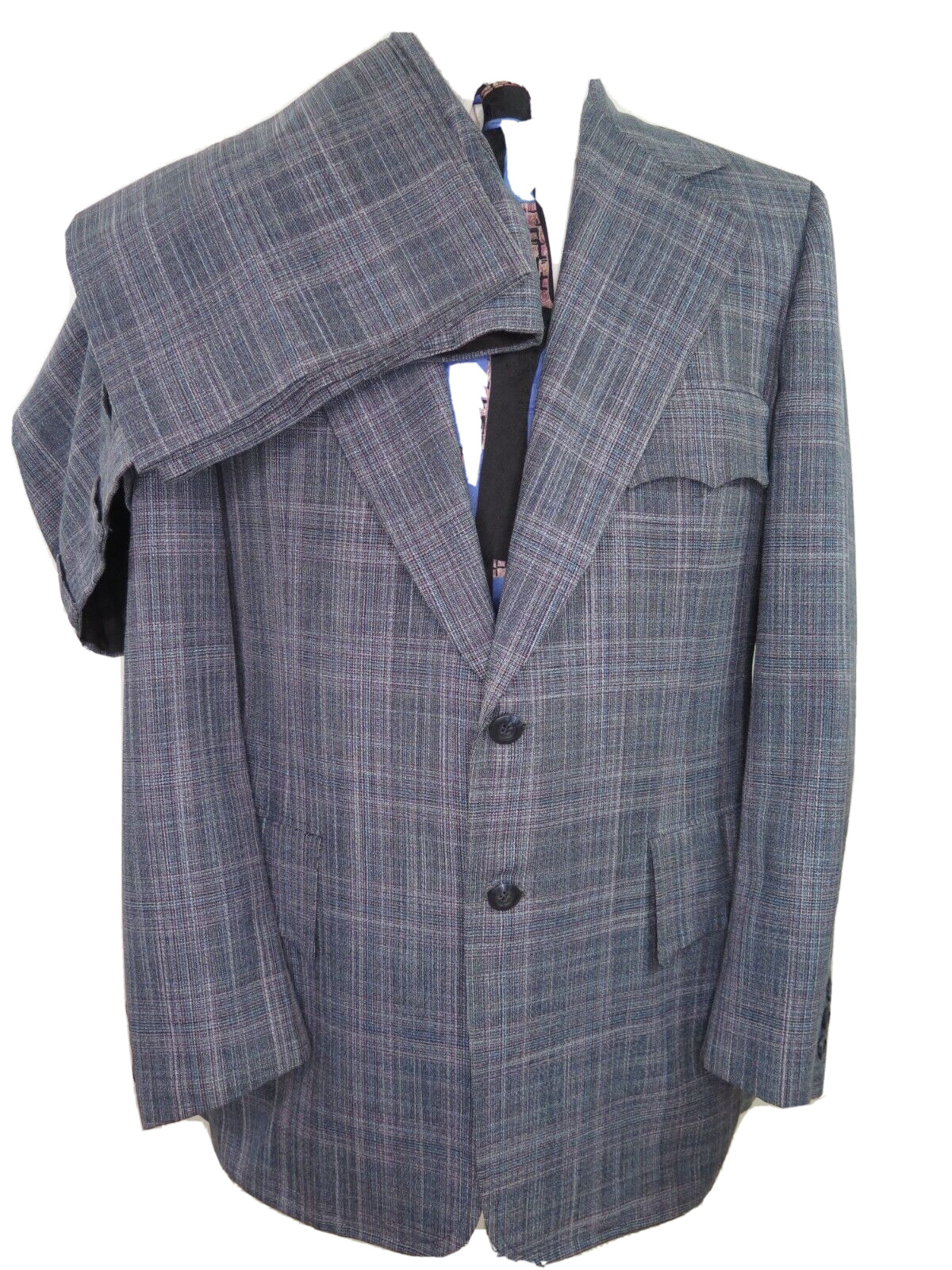 Vintage Griffon Clothes Wool Blue Plaids Two Piece Mens Suit 34x29 40 R USA