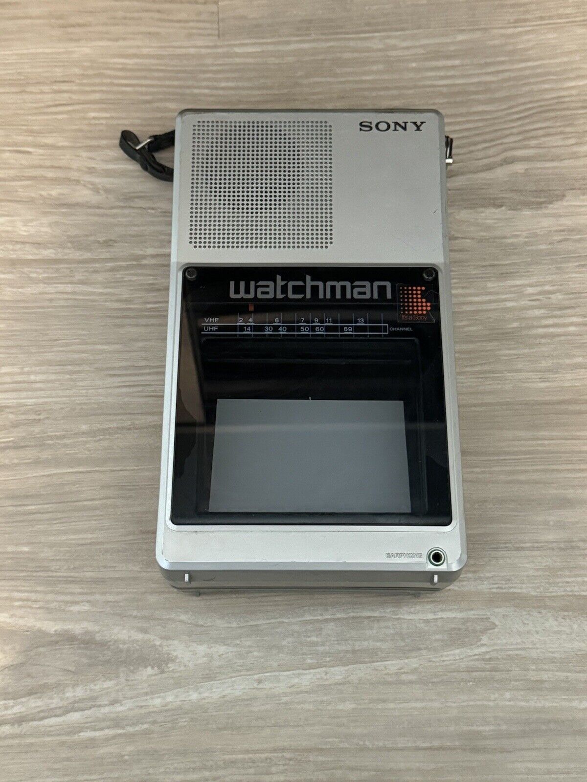 Vintage 80s Sony Watchman FD-40A Flat Back Mini Travel TV VHF UHF - Works