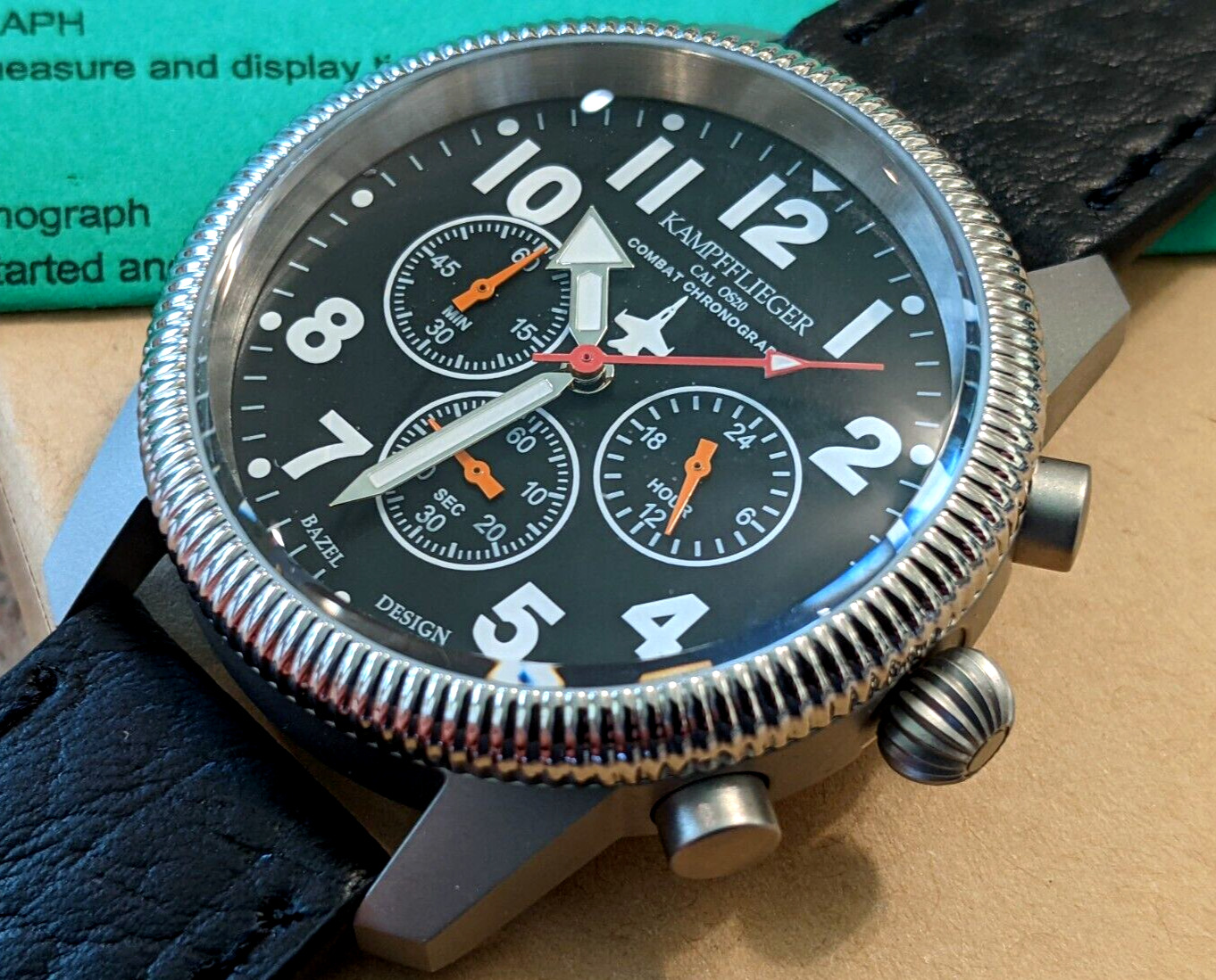 German Made Airforce Watch luftwaffe Combat Pilot Chronograph - 24 hour  $138
