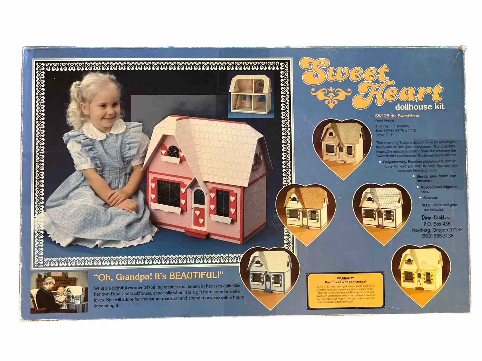 Dura-Craft Sweet Heart Wood Tudor Dollhouse Kit SW125 Open Box Vtg 1985 READ