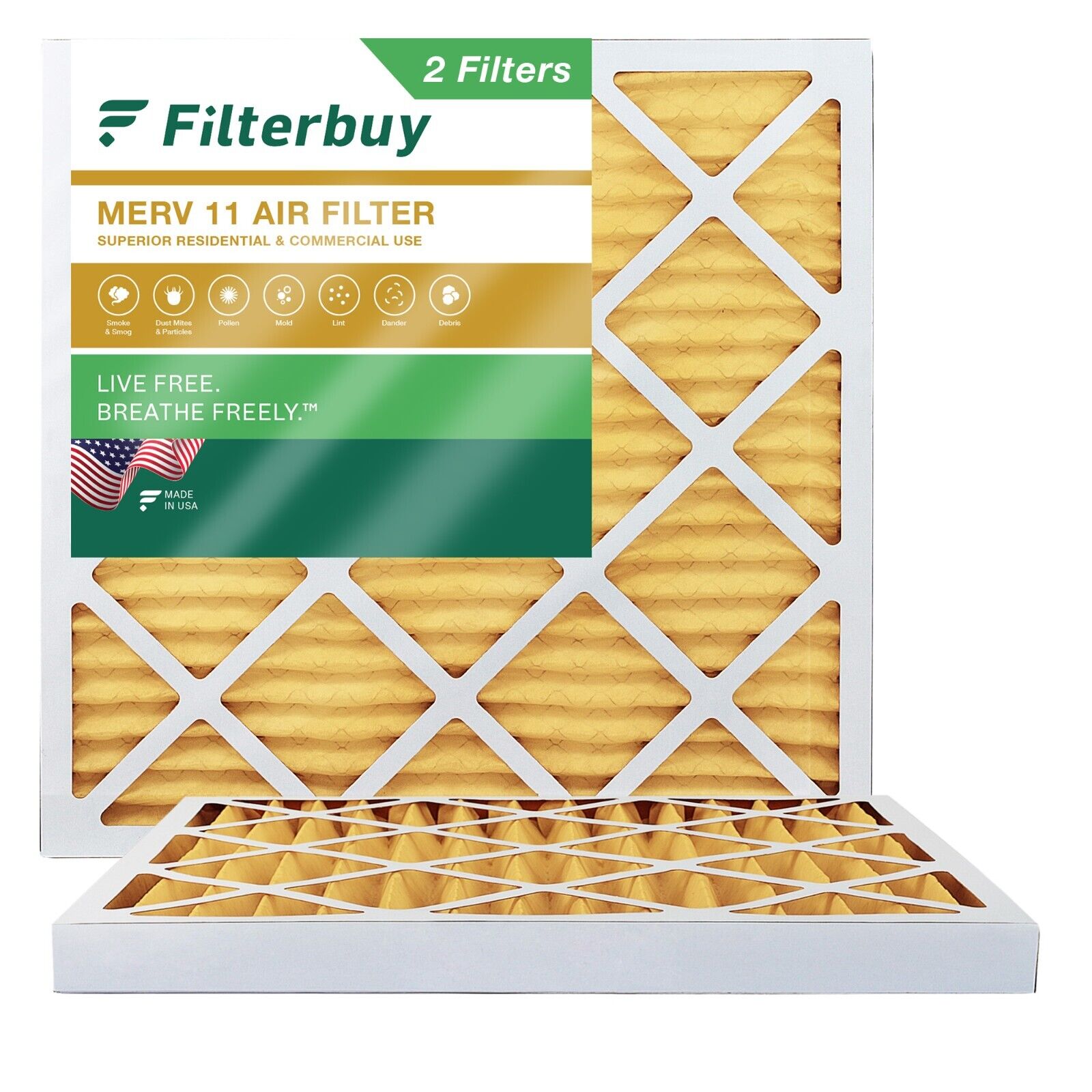 Filterbuy 24x24x2 Pleated Air Filters, Replacement for HVAC AC Furnace (MERV 11)