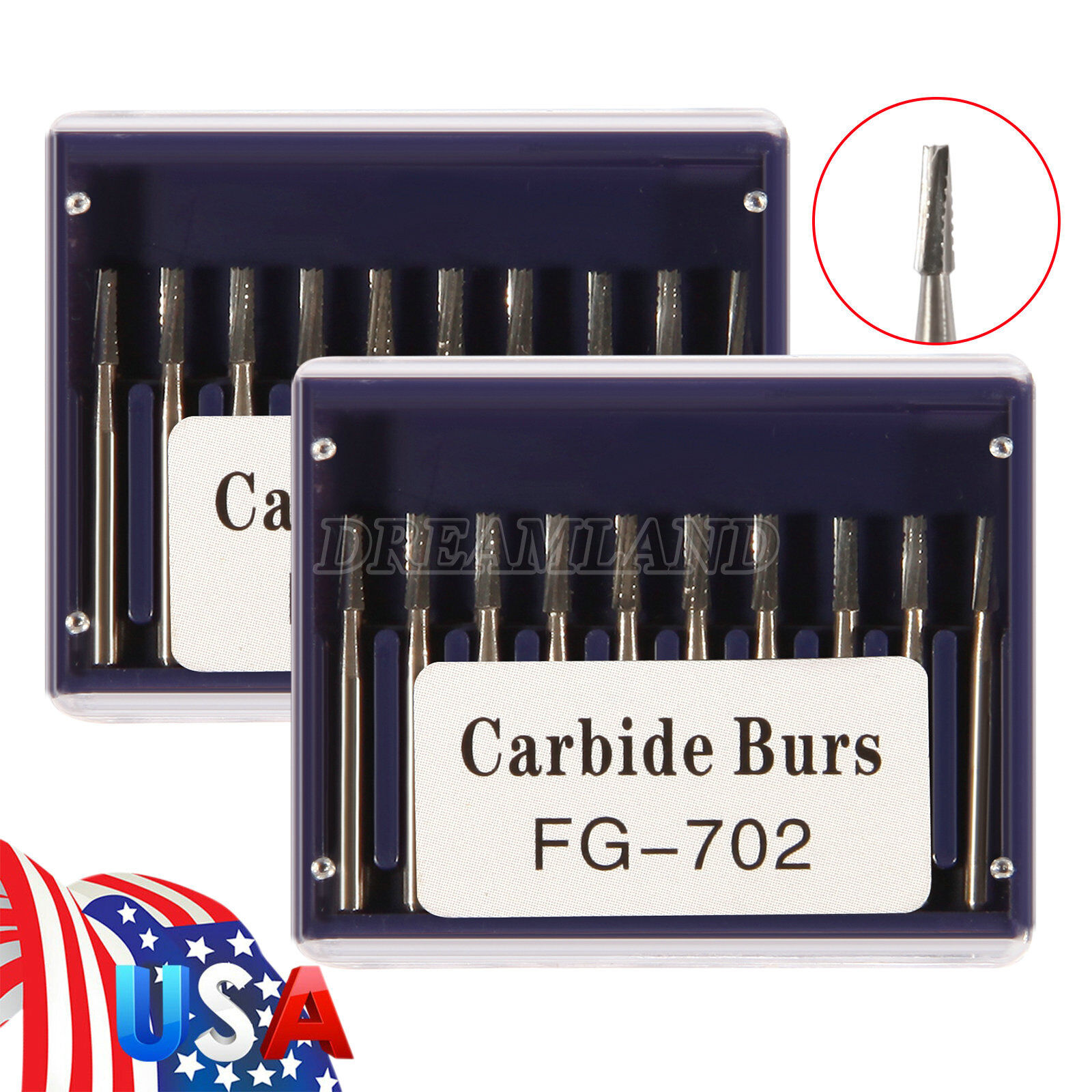 20pcs Dental Tungsten Carbide Burs FG702 1.6mm for High Speed Handpiece