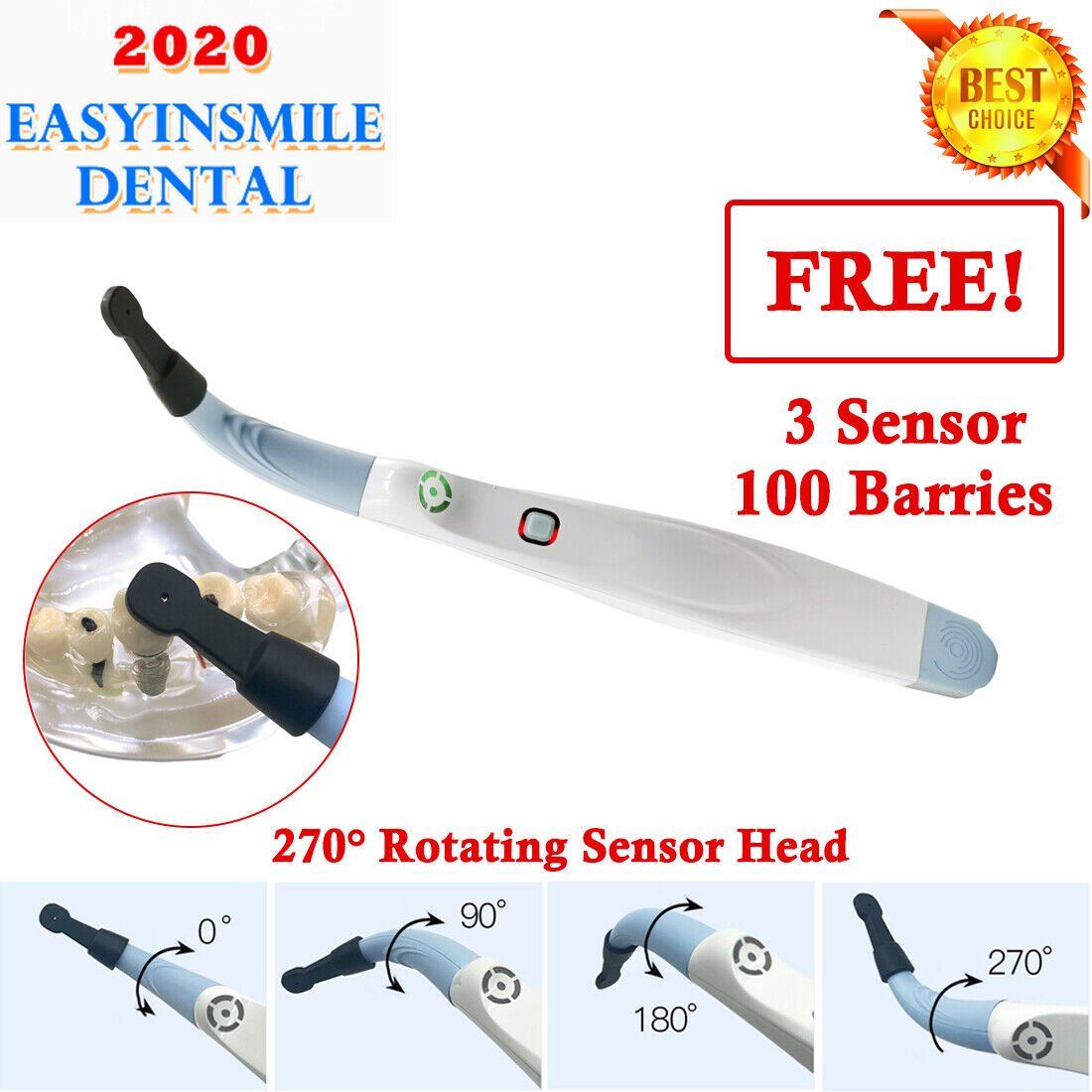 Dental Wireless Detector Implant Locator System & 270° Rotation Sensor Head*3Pcs