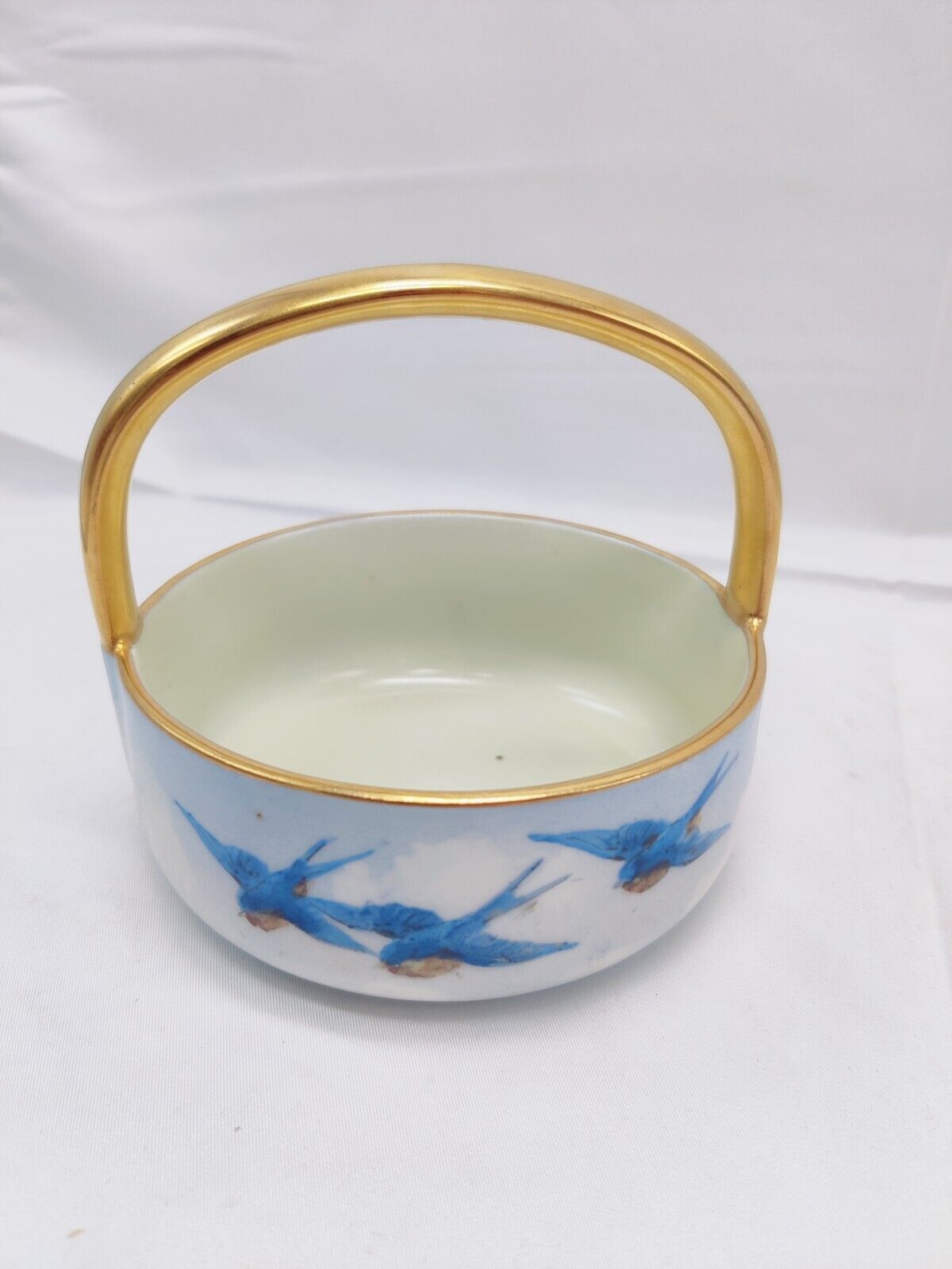 *Rare* Vintage M & Z Austria Porcelain Candy/Nut Bowl With  Birds And  gold Rims