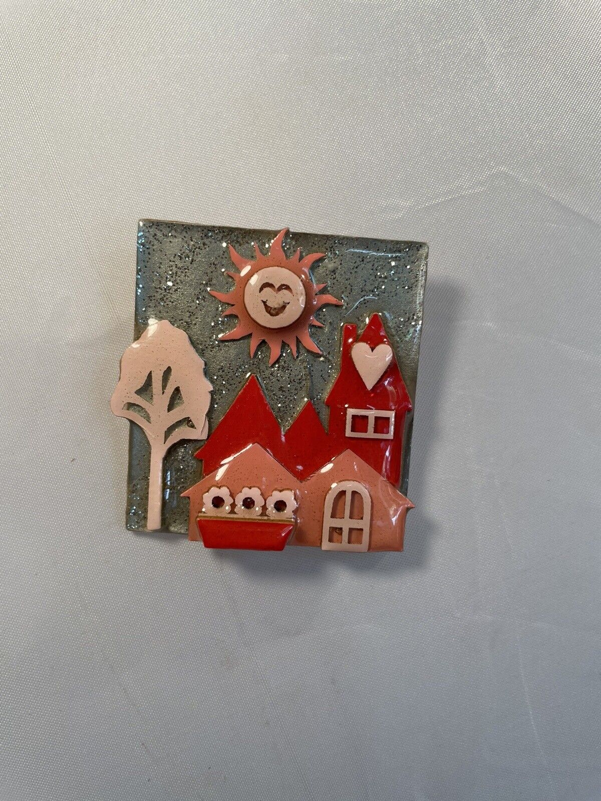 House Pins By Lucinda, House, Trees And Sun, Square