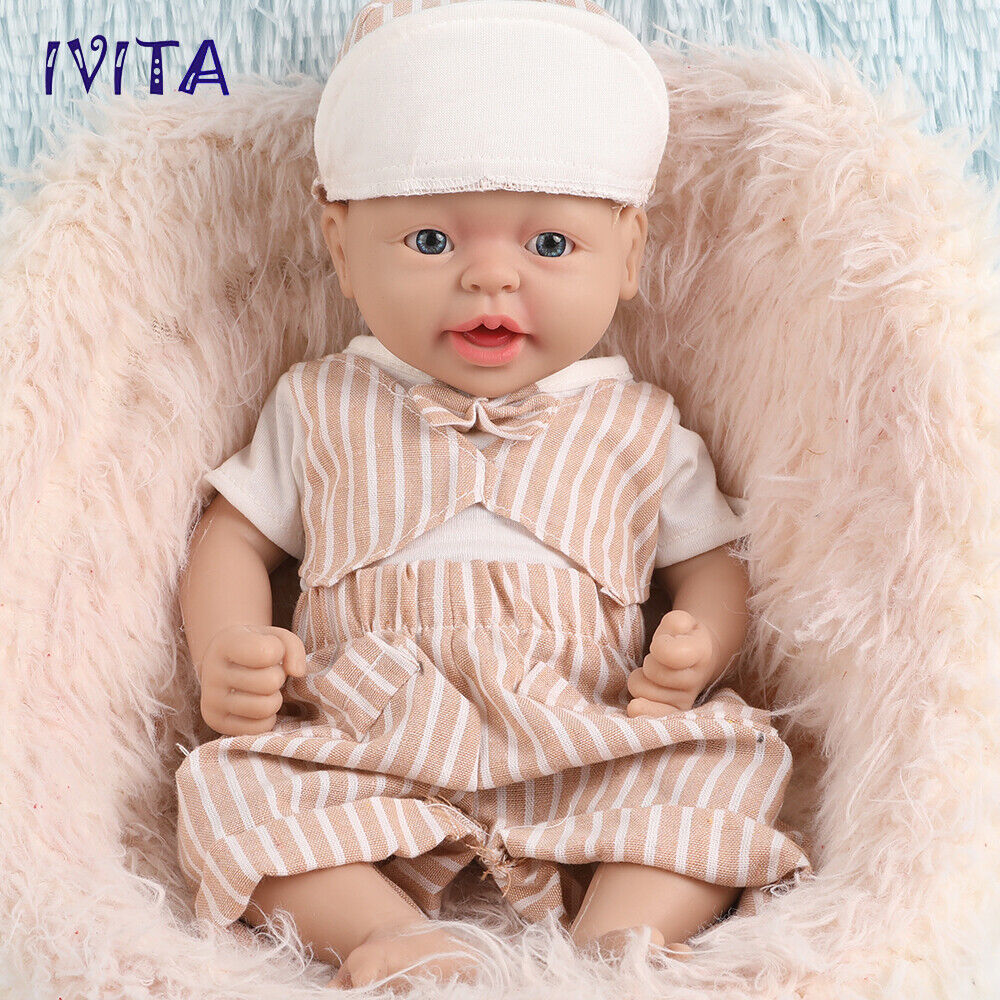 IVITA 15\'\' Reborn Baby BOY Doll Newborn Lifelike Baby Platinum Silicone Dolls