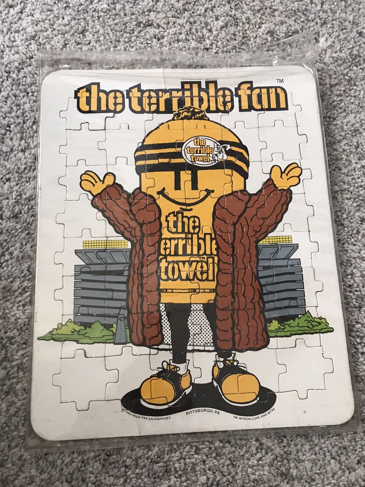 Vtg myron cope Pittsburgh Steelers terrible towel Puzzle Super Bowl 1980 Rare
