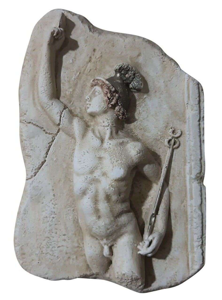 Hermes God Bas Relief Wall Statue Greek Handmade Plaster Sculpture 9.06\