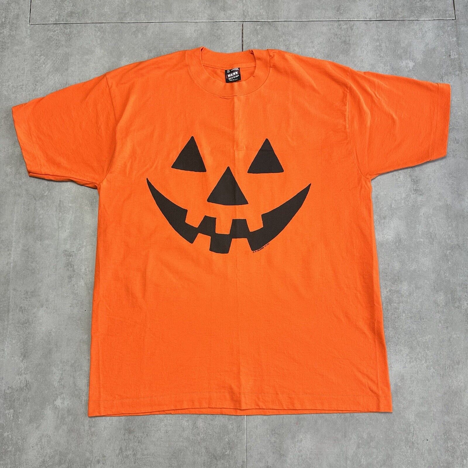 vintage FOL halloween jack-o-lantern t shirt xl made in USA single stitch 1991