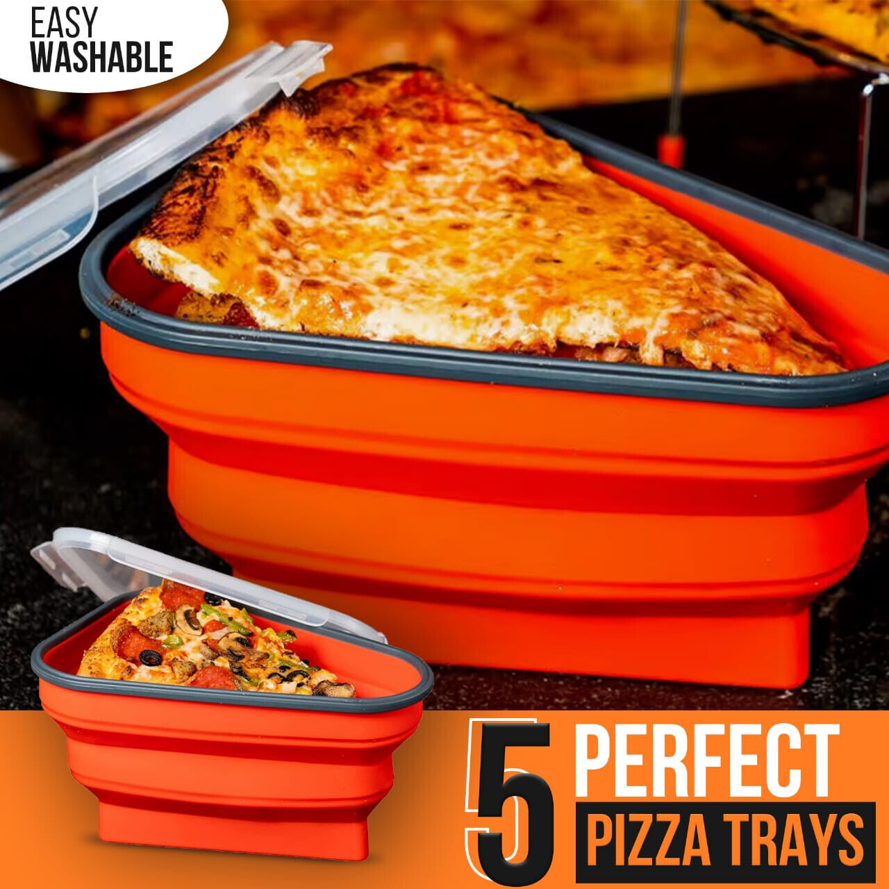 Ultimate Pizza Pack Storage Container Reusable Foldable Portable Microwavable