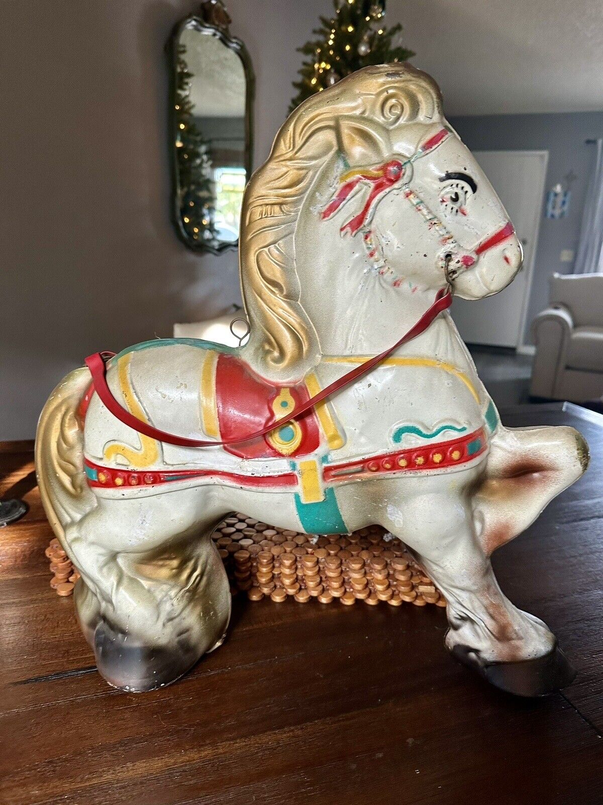 VINTAGE 1950\'s Antique MOBO Pony Toy Horse Pressed Metal