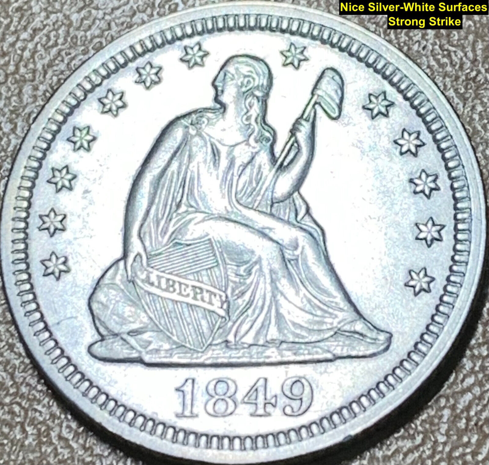1849 LIBERTY SEATED SILVER QUARTER (BRIGGS 3-B) **VERY SCARCE IN AU CONDITION**