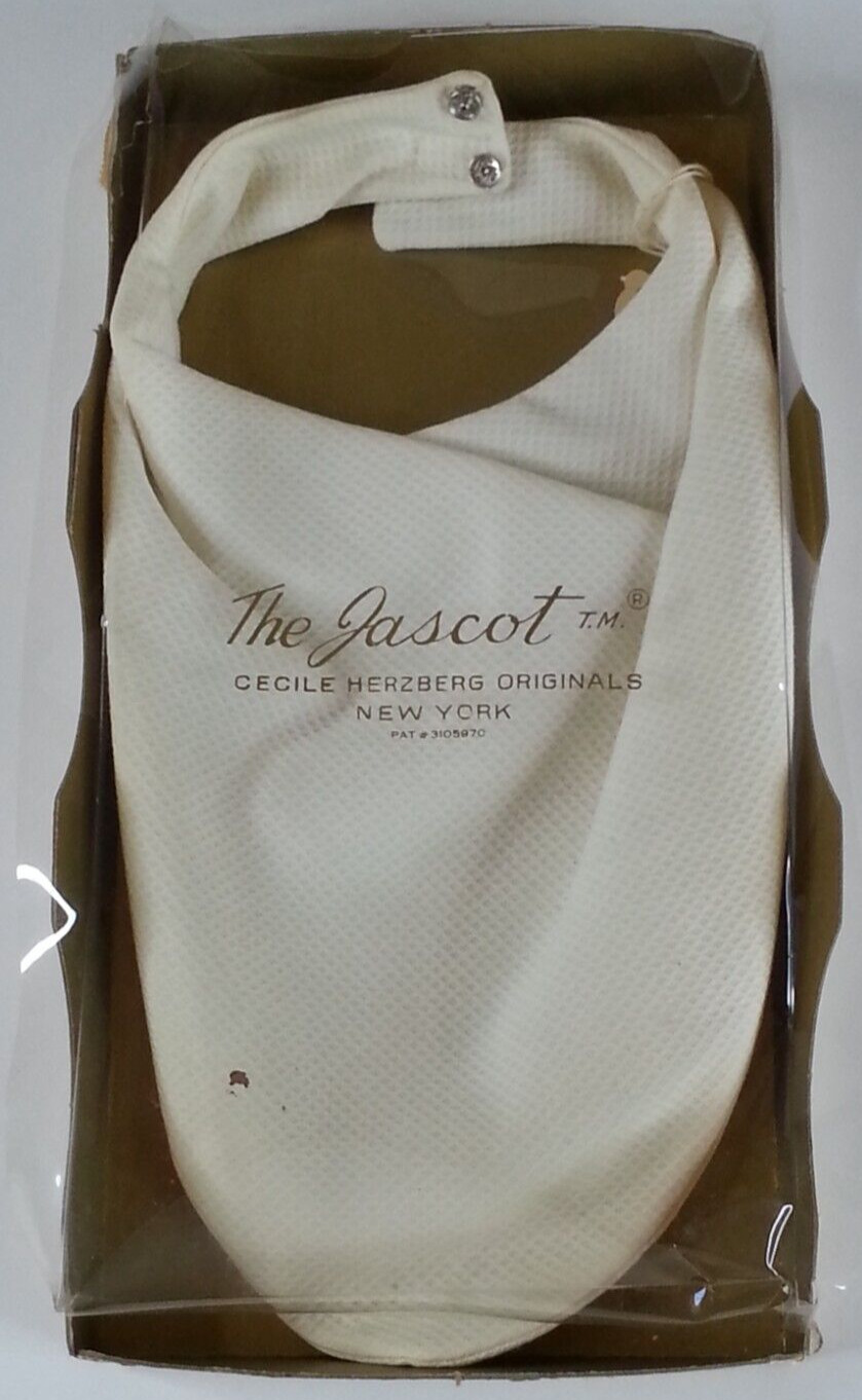 Vintage 1960s Cecil Herzberg The Jascot Ascot Pure Silk Pique White Original Box