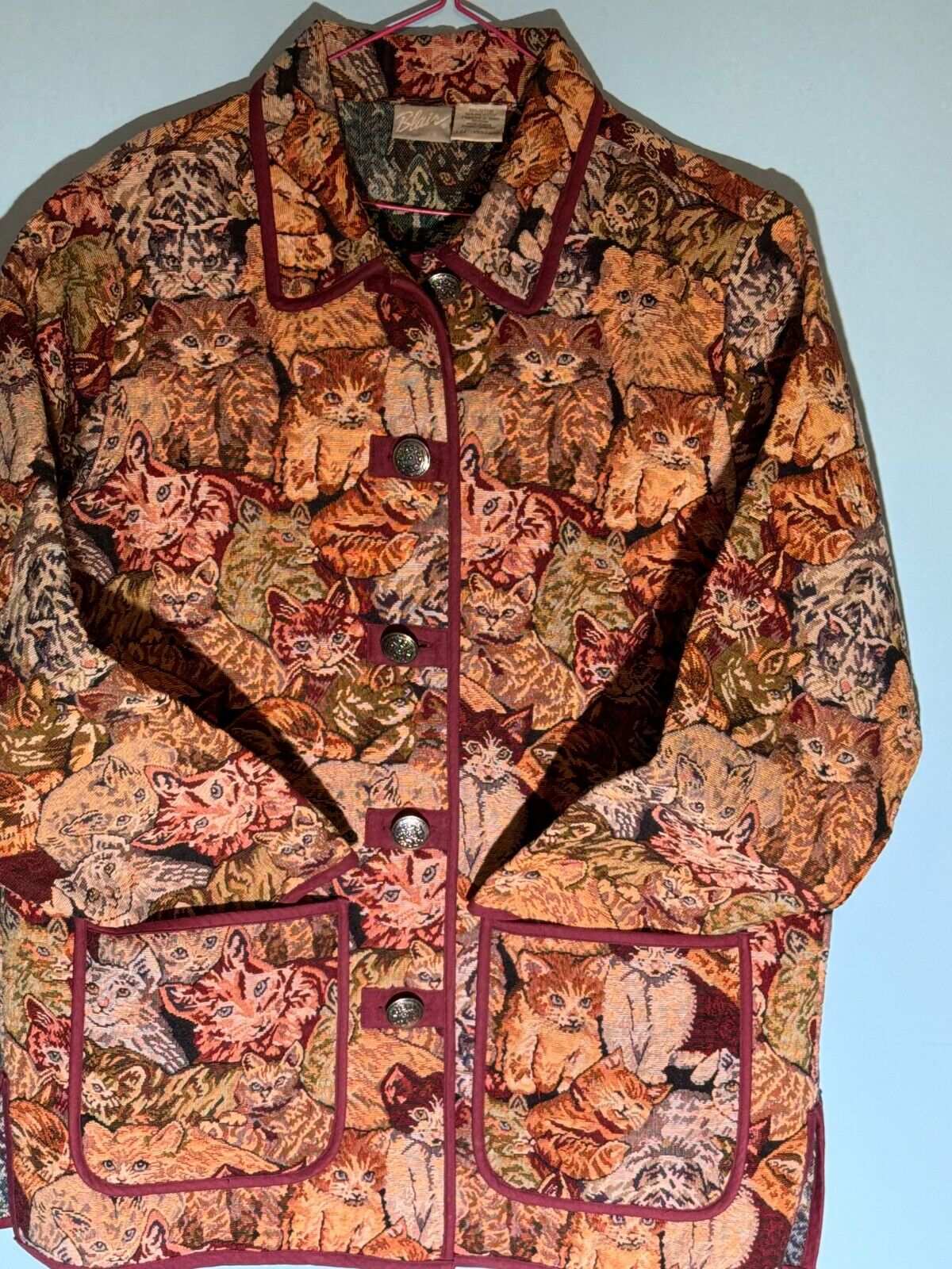 Vintage Blair Crazy for Cats Kawaii LUX Tapestry Jacket (Large)