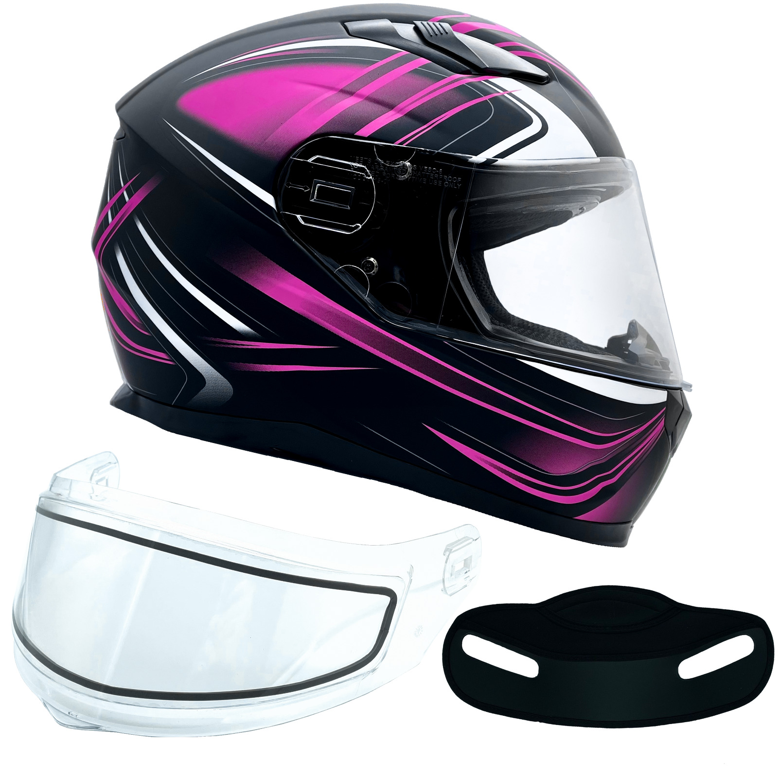 Adult Pink Snowmobile Helmet Full Face Double Pane Shield Sledding Snow Machine