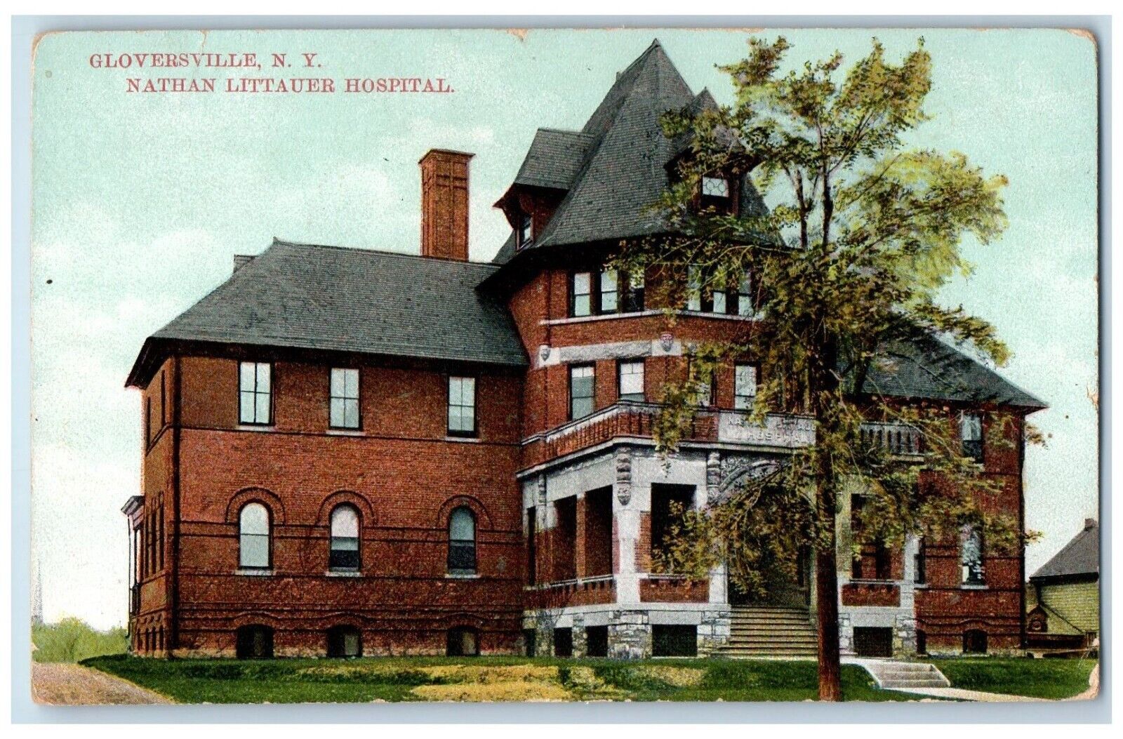 1911 Nathan Littauer Hospital Building Gloversville New York NY Antique Postcard