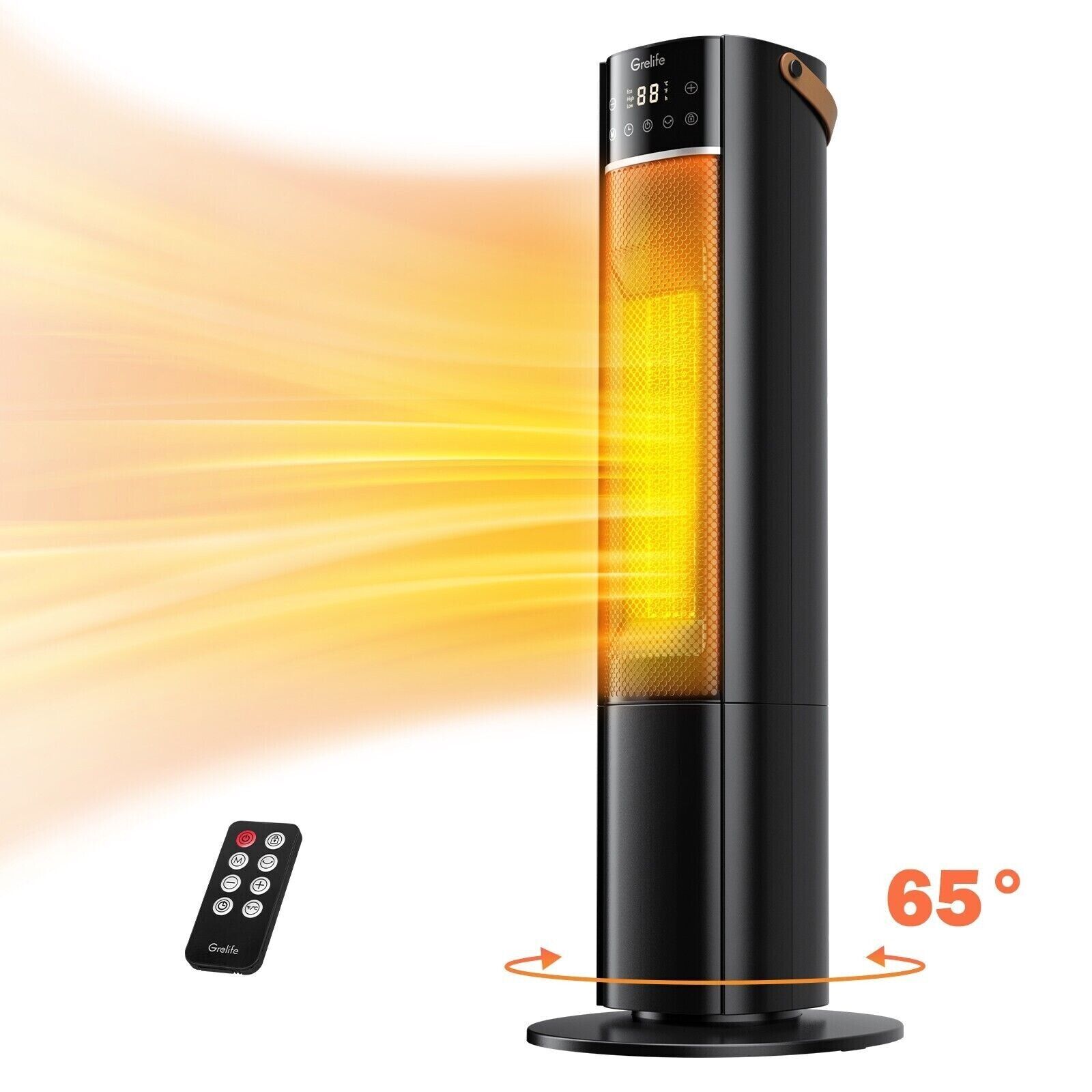 1500W Electric Oscillating Ceramic Tower Space Heater For Home with Remote
