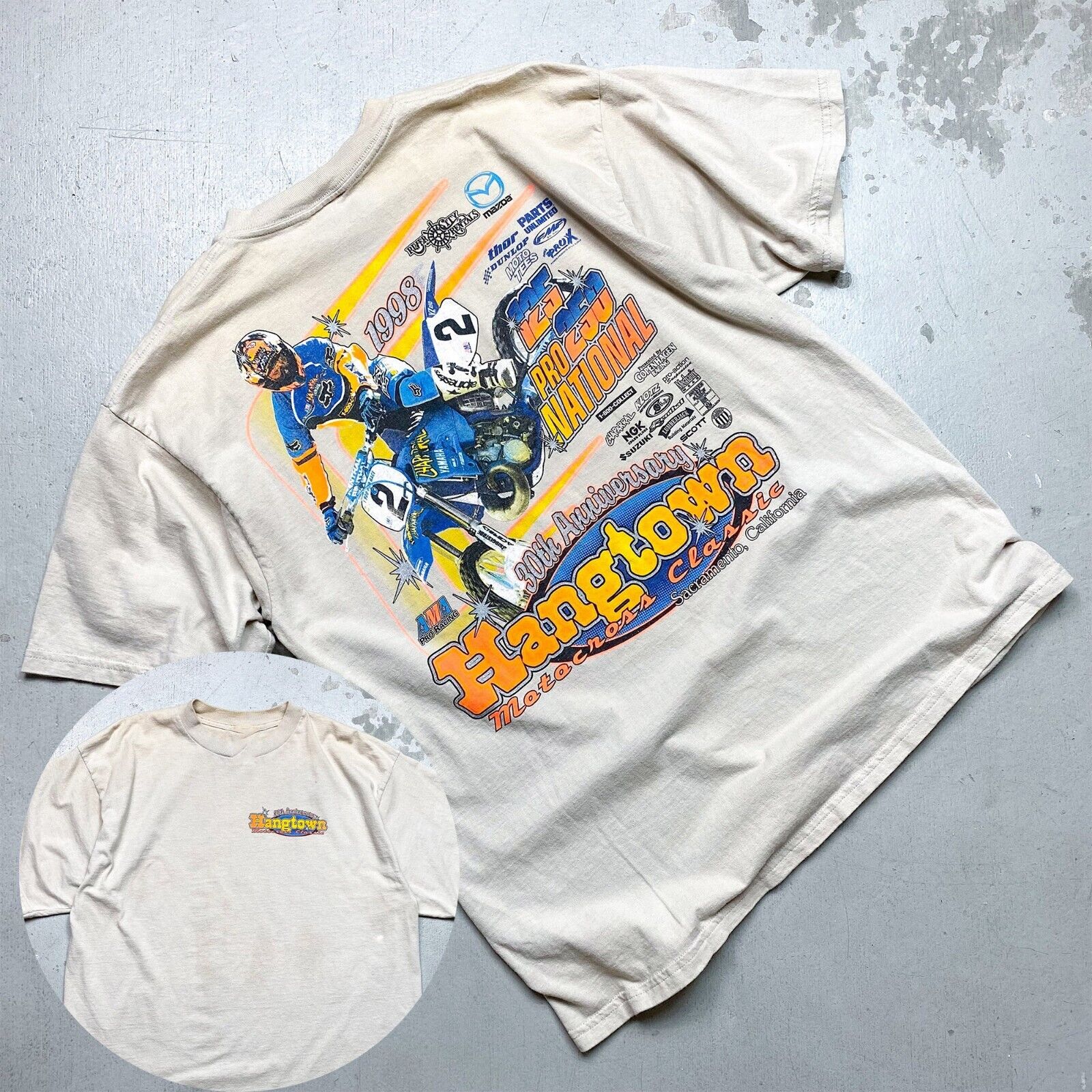 Vintage 1998 Hangtown Motocross National T-Shirt Cotton Unisex Size S-3XL