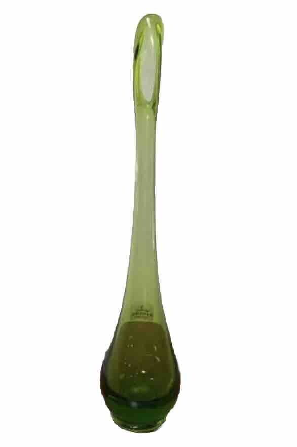 MCM Viking Epic Glass Avocado Green Swung Bud Vase 12”
