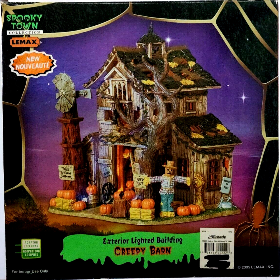 Lemax Creepy Barn Spooky Town 2005 Halloween Village Lighted Building 55222 New